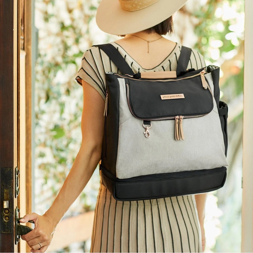 Petunia Pickle Bottom Black and Light Gray Baby Bag Backpack